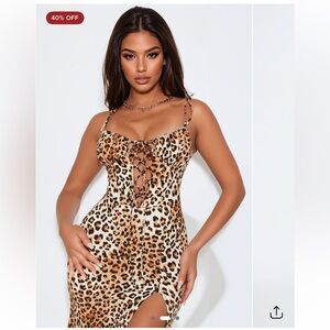 Fashion Nova Leopard Print Midi Dress